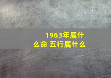 1963年属什么命 五行属什么